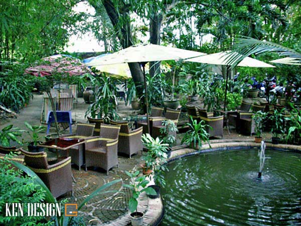 thiết kế không gian quán cà phê sân vườn